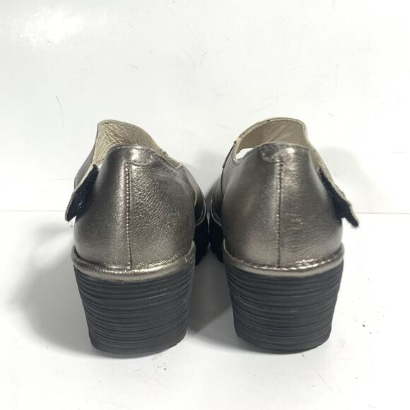 Fly London Yasi Metallic Bronze Leather Platform Wedge Shoes - EUR 37 W - Picture 10 of 16